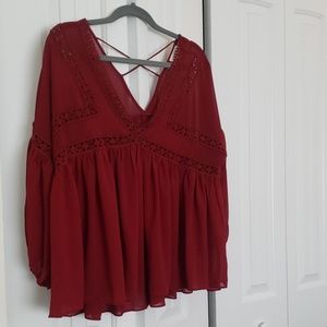 Free People Inspired, Burgandy flowy blouse